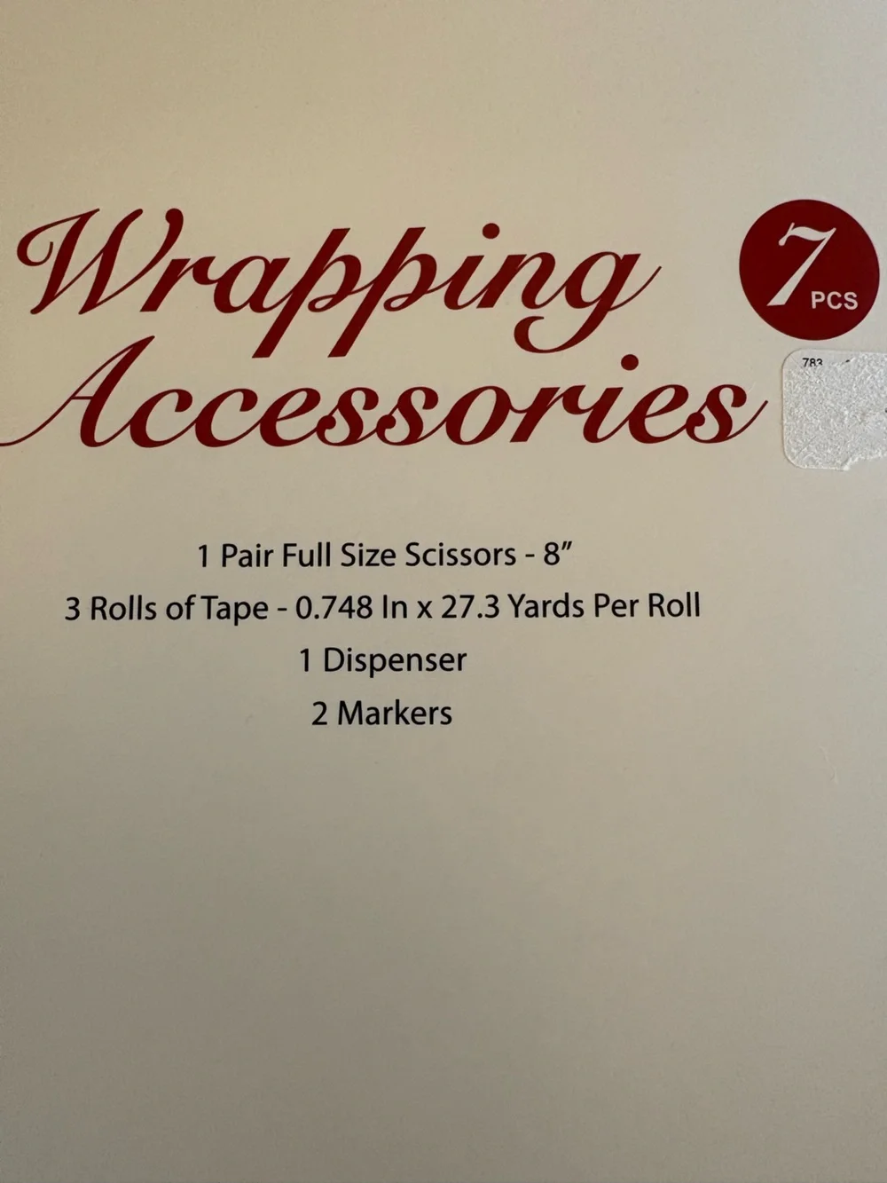 Flomo NWT Wrapping Accessories Set 7 pieces, 2 markers, scissor, tape dispenser
